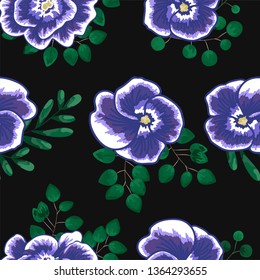 Spring flowers seamless pattern Small floral pattern floral illustration and floral vector pattern flower pattern fabric. violets, purple flowers. vector illustration