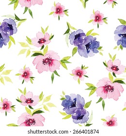 Spring flowers seamless pattern. Watercolor. For tissue and wrapping paper. Festive pattern.