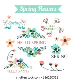 spring flowers set vector EPS 10