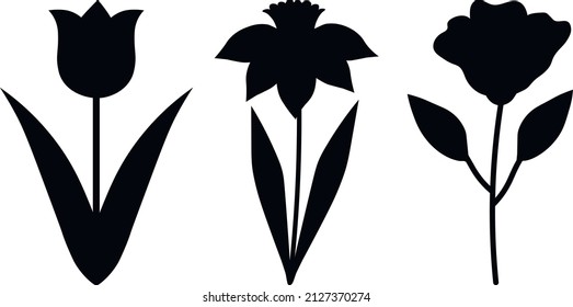 Spring flowers silhouette vector illustration