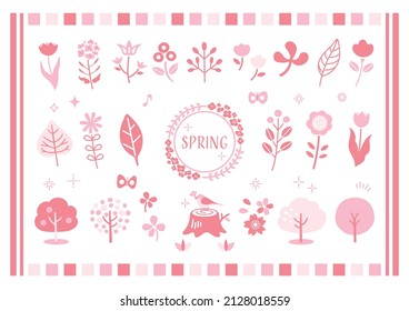 Frühlingsblumen, einfache Illustrationsset
Japan, Icon, Tulpen, Rapsblüten, Baum