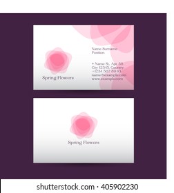 Spring flowers Spa logo. Logo with transparent pink petals. Business card.