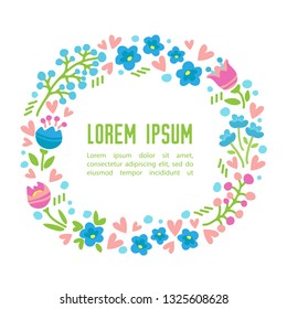 Spring flowers template. Flat design. Vector romantic illustration. Design element for greeting card, post card, invitations or leaflets.