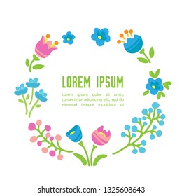 Spring flowers template. Flat design. Vector romantic illustration. Design element for greeting card, post card, invitations or leaflets.