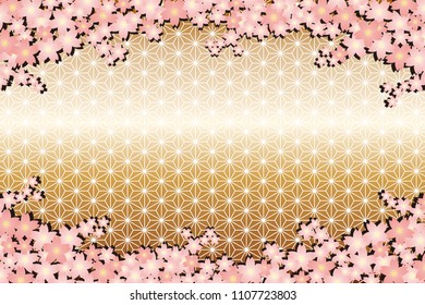 Spring flowers and traditional Japanese patterns, images of Japan, images of Asia
