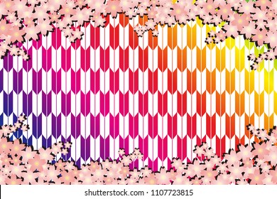 Spring flowers and traditional Japanese patterns, images of Japan, images of Asia