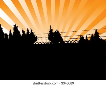 spring flowers and trees, borderline