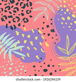 Spring flowers. Trendy abstract art template. Suitable for social media posts, mobile apps, banners design. Vector fashion backgrounds. Leaves and plants. Spring holidays. Women's day. Easter.