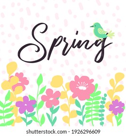 Spring flowers. Trendy abstract art template. Suitable for social media posts, mobile apps, banners design. Vector fashion backgrounds. Leaves and plants. Spring holidays. Women's day. Easter.