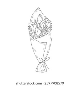 Spring flowers. Tulip bouquet. Good for posters, postcards, banners, ad, logoб labels and tags