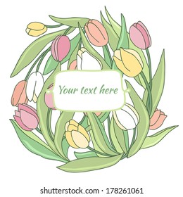 Spring flowers tulips congratulation in vector