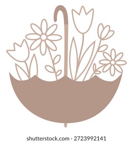 Frühlingsblumen Regenschirm, Vektorgrafik