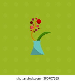 Spring flowers in vase, bouquet vector flat icons.