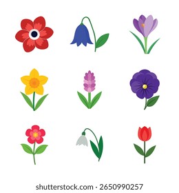 primavera flores vetor coleção mão desenhado florescendo projeto floral.