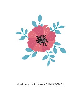 spring flowers vector. colorful flower stalks and leaves. herbs or flowers botanical illustration. Floral drawings collection.