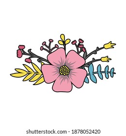 spring flowers vector. colorful flower stalks and leaves. herbs or flowers botanical illustration. Floral drawings collection.