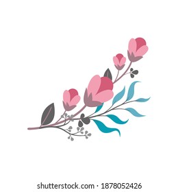 spring flowers vector. colorful flower stalks and leaves. herbs or flowers botanical illustration. Floral drawings collection.