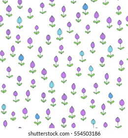 Spring flowers. Vector hand drawn texture. Floral seamless pattern