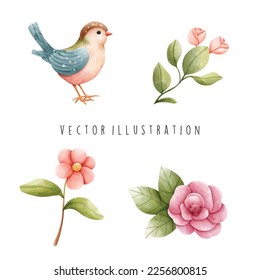 Flores de primavera, ilustración vectorial de primavera