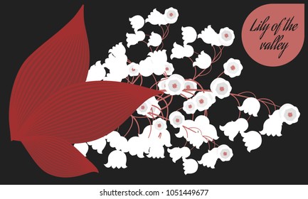 Spring Flowers. Vector Illustration with Lily of the Valley. Beautiful Template with Convallaria Flowers. May Lily in Hipster Style for Spring Design, Card, Greeting, Invitation, Wedding, Poster.