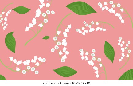 Spring Flowers. Vector Illustration with Lily of the Valley. Beautiful Template with Convallaria Flowers in Pastel Color Design. May Lily in Hipster Style for Spring Design, Greeting, Wedding, Poster
