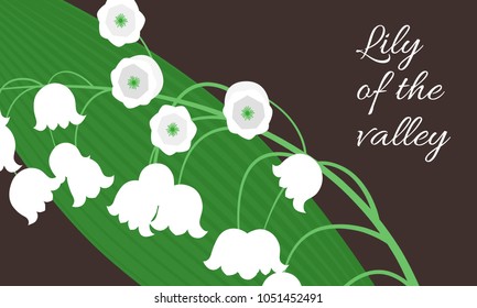 Spring Flowers. Vector Illustration with Lily of the Valley. Beautiful Template with Convallaria Flowers. May Lily in Hipster Style for Spring Design, Card, Greeting, Invitation, Wedding, Poster.