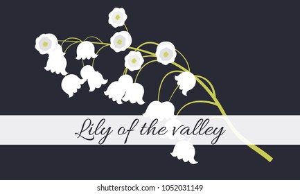 Spring Flowers. Vector Illustration with Lily of the Valley. Beautiful Template with Convallaria Flowers. May Lily in Hipster Style for Spring Design, Card, Greeting, Invitation, Wedding, Poster.