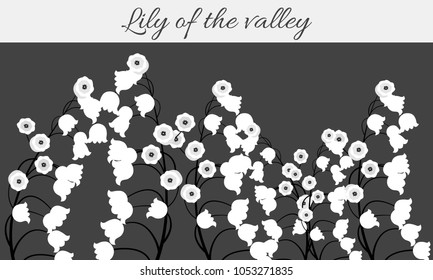 Spring Flowers. Vector Illustration with Lily of the Valley. Beautiful Template with Convallaria Flowers. May Lily in Hipster Style for Spring Design, Card, Greeting, Invitation, Wedding, Poster.