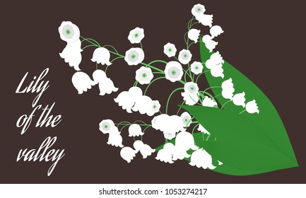 Spring Flowers. Vector Illustration with Lily of the Valley. Beautiful Template with Convallaria Flowers. May Lily in Hipster Style for Spring Design, Card, Greeting, Invitation, Wedding, Poster.