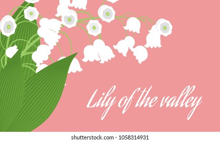 Spring Flowers. Vector Illustration with Lily of the Valley. Beautiful Template with Convallaria Flowers in Pastel Color Design. May Lily in Hipster Style for Spring Design, Greeting, Wedding, Poster