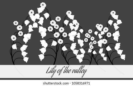 Spring Flowers. Vector Illustration with Lily of the Valley. Beautiful Template with Convallaria Flowers. May Lily in Hipster Style for Spring Design, Card, Greeting, Invitation, Wedding, Poster.