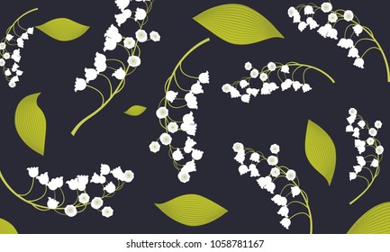 Spring Flowers. Vector Illustration with Lily of the Valley. Beautiful Template with Convallaria Flowers. May Lily in Hipster Style for Spring Design, Card, Greeting, Invitation, Wedding, Poster.