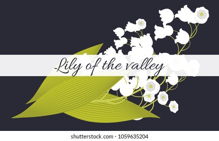 Spring Flowers. Vector Illustration with Lily of the Valley. Beautiful Template with Convallaria Flowers. May Lily in Hipster Style for Spring Design, Card, Greeting, Invitation, Wedding, Poster.