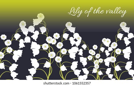Spring Flowers. Vector Illustration with Lily of the Valley. Beautiful Template with Convallaria Flowers. May Lily in Hipster Style for Spring Design, Card, Greeting, Invitation, Wedding, Poster.