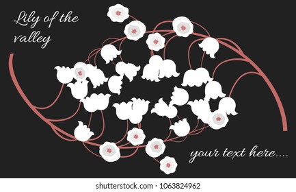 Spring Flowers. Vector Illustration with Lily of the Valley. Beautiful Template with Convallaria Flowers. May Lily in Hipster Style for Spring Design, Card, Greeting, Invitation, Wedding, Poster.