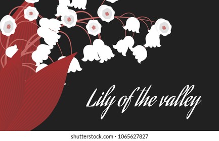 Spring Flowers. Vector Illustration with Lily of the Valley. Beautiful Template with Convallaria Flowers. May Lily in Hipster Style for Spring Design, Card, Greeting, Invitation, Wedding, Poster.