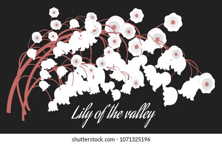Spring Flowers. Vector Illustration with Lily of the Valley. Beautiful Template with Convallaria Flowers. May Lily in Hipster Style for Spring Design, Card, Greeting, Invitation, Wedding, Poster.