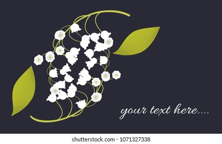 Spring Flowers. Vector Illustration with Lily of the Valley. Beautiful Template with Convallaria Flowers. May Lily in Hipster Style for Spring Design, Card, Greeting, Invitation, Wedding, Poster.