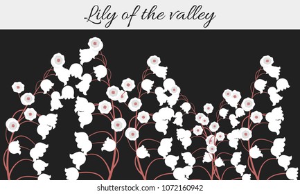 Spring Flowers. Vector Illustration with Lily of the Valley. Beautiful Template with Convallaria Flowers. May Lily in Hipster Style for Spring Design, Card, Greeting, Invitation, Wedding, Poster.