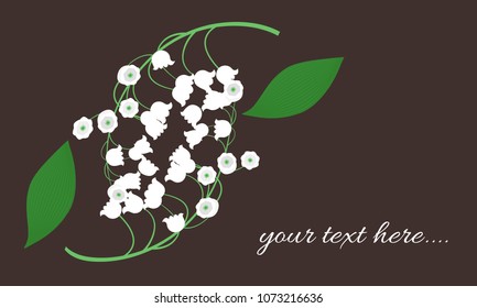 Spring Flowers. Vector Illustration with Lily of the Valley. Beautiful Template with Convallaria Flowers. May Lily in Hipster Style for Spring Design, Card, Greeting, Invitation, Wedding, Poster.