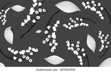 Spring Flowers. Vector Illustration with Lily of the Valley. Beautiful Template with Convallaria Flowers. May Lily in Hipster Style for Spring Design, Card, Greeting, Invitation, Wedding, Poster.