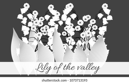 Spring Flowers. Vector Illustration with Lily of the Valley. Beautiful Template with Convallaria Flowers. May Lily in Hipster Style for Spring Design, Card, Greeting, Invitation, Wedding, Poster.