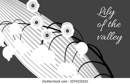 Spring Flowers. Vector Illustration with Lily of the Valley. Beautiful Template with Convallaria Flowers. May Lily in Hipster Style for Spring Design, Card, Greeting, Invitation, Wedding, Poster.