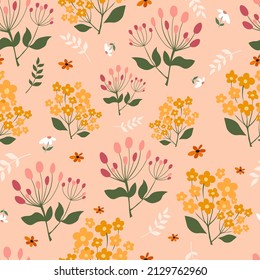 Spring flowers vector seamless repeat pattern.