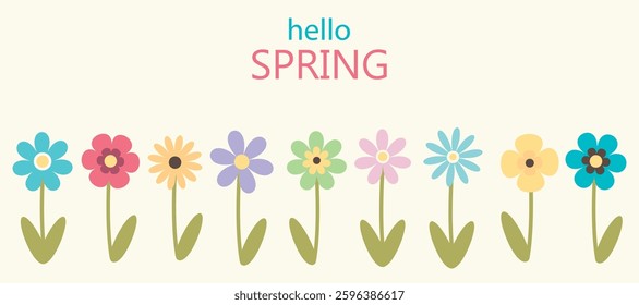 Spring flowers. Vector template. Simple flat illustration.