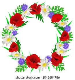 Spring flowers wreath. Vector illustration 