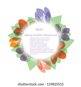 Spring flowers wreath white background