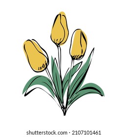 Spring flowers yellow tulips in a bouquet