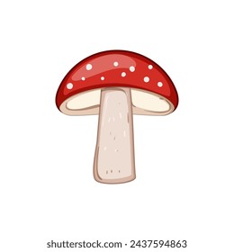 spring fly agaric cartoon. red forest, autumn simple, toadstool moss spring fly agaric sign. isolated symbol vector illustration