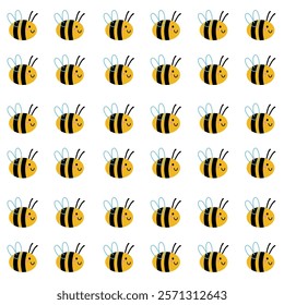 SPRING FLYING BEES RETRO PATTERN TEXTURE BACKGROUND VECTOR